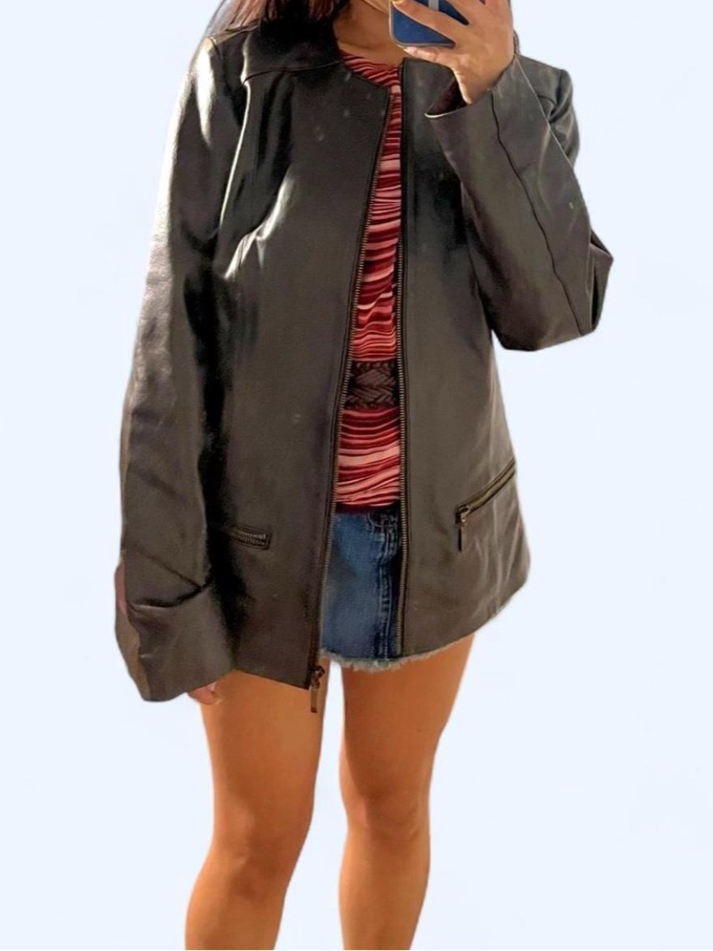 VTG Chadwicks 100% leather Dark Brown Collarless Leather Jacket